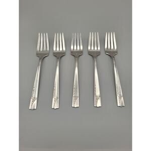 Antique Nobility Plate Caprice Salad Forks Set Of 5 Art Deco Floral Pattern
